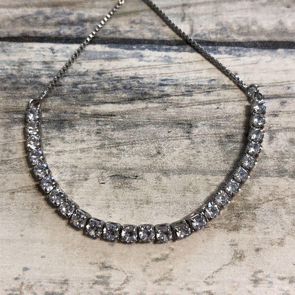 Silver Cubic Zirconia Tennis Bracelet Adjustable Slide NWOT